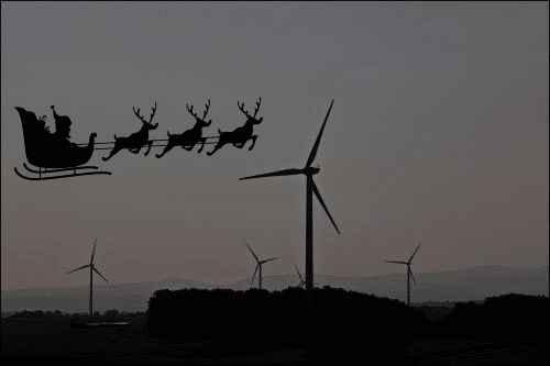 ENGIE Green met à l’arrêt ses éoliennes pour ne pas heurter le traineau du Père Noël.